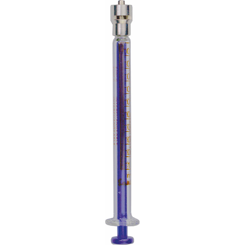 All Glass Syringe, model Tuberculin 1 ml : 0.01 ml, Luer-Lock tip - Poulten  Graf