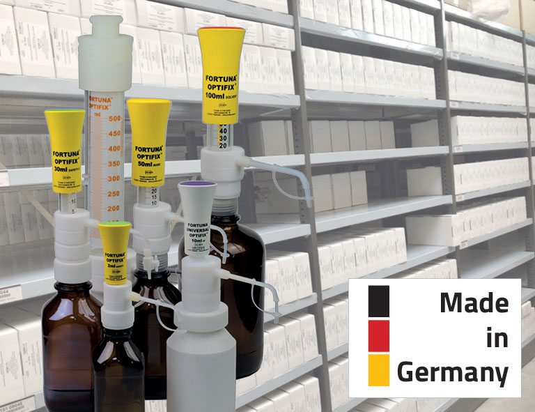 No delivery bottlenecks due to the coronavirus - we deliver our 'Made in Germany' - FORTUNA OPTIFIX bottle top dispensers from stock!